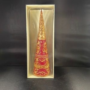 TAG vintage 8” Red and Gold and Sparkle Holiday Candle